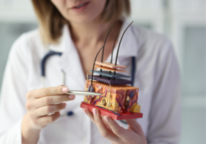 doctor explaining advanced hair treatments near Dorchester