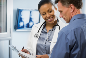 discussing non-surgical facelift treatments in Dedham
